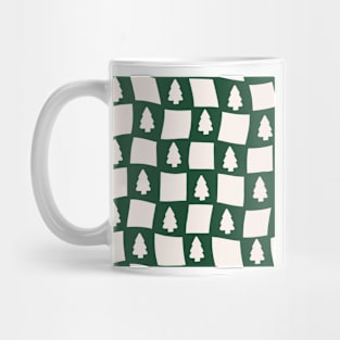 Christmas Tree Abstract Checker Board - Forest Green Mug